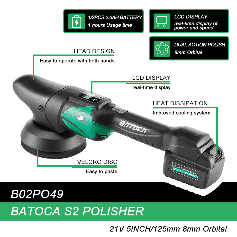 BATOCA S2 21V Cordless Car Pol – обзор и цена Orbital Polisher Da