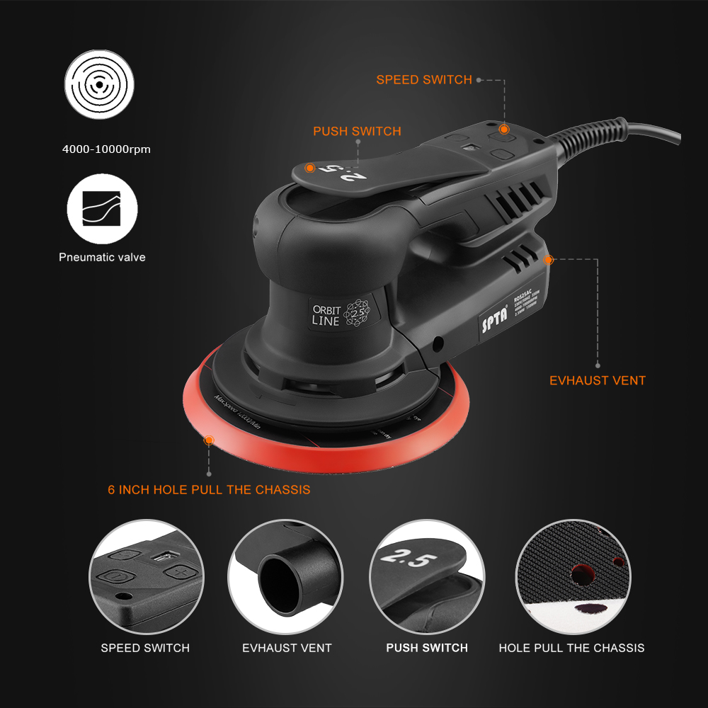 SPTA 350W Electric Car Random  – обзор и цена Orbital Polisher Da