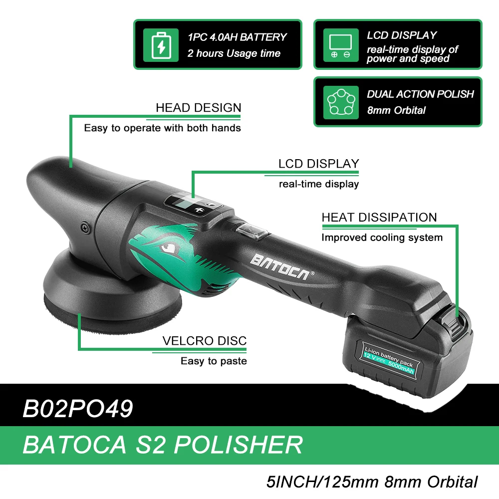 BATOCA S2 4.0Ah 5Inch Cordless – обзор и цена Orbital Polisher Da